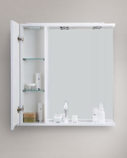 Зеркальный шкаф BelBagno с подсветкой левосторонний 80x75см Bianco Lucido MARINO-SPC-800/750-1A-BL-P-L